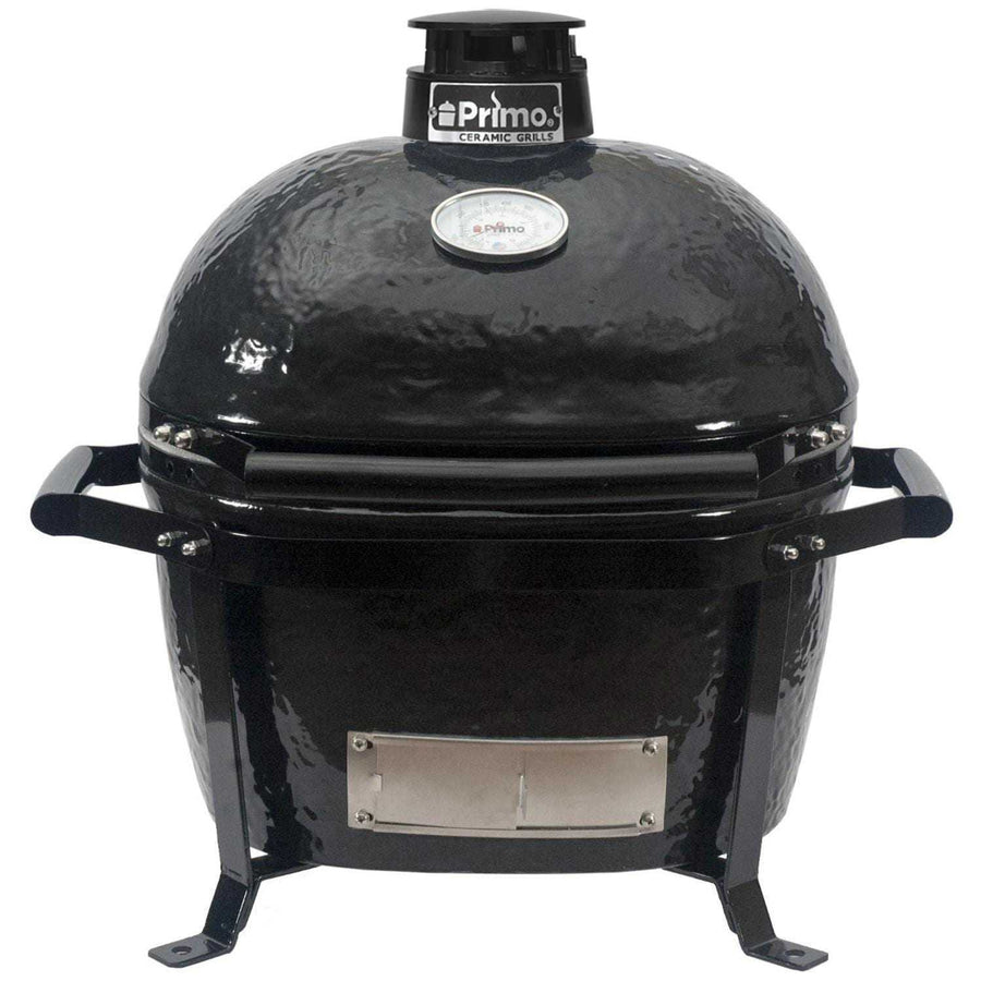 Primo Oval Junior 200 Ceramic Kamado Grill On GO Portable Carrier With Stainless Steel Grates