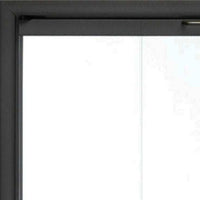 Rainbow Fireplace Glass Doors with aluminum frame and tempered safety glass installed in modern living room fireplace