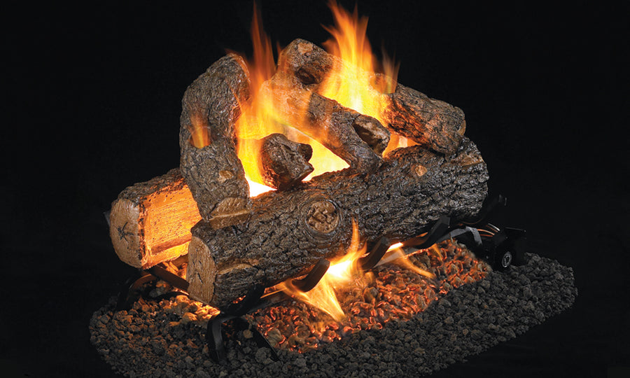 16" Golden Oak Designer + See-Through Vented Gas Logs | Real Fyre