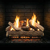 Country Oak 48 inch vented ceramic gas log set in fireplace