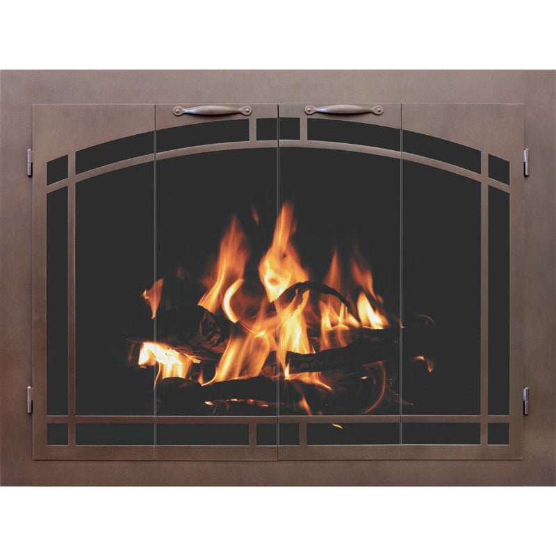 Sierra Arch Pane - Custom Steel Masonry & Prefab Fireplace Doors - ExceptionalFire