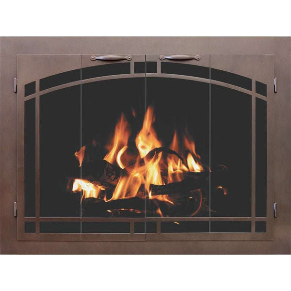 Sierra Arch Pane custom steel masonry fireplace door with elegant arch design and powder coat finish