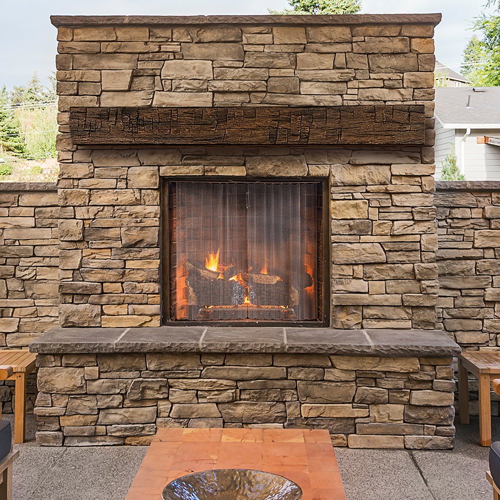 Tavern Timbered Beam Non-Combustible Mantel Shelf TOASTED RYE Finish - ExceptionalFire