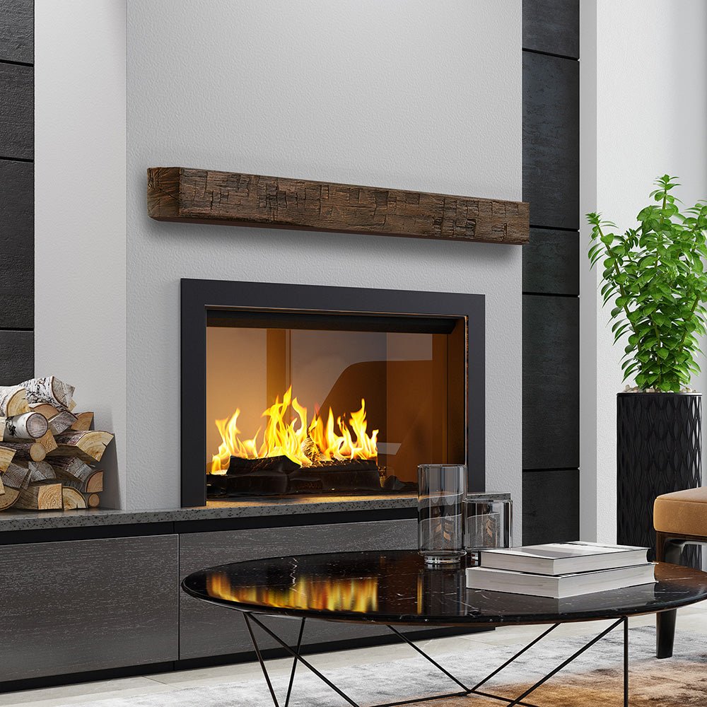 Tavern Timbered Beam Non-Combustible Mantel Shelf TOASTED RYE Finish - ExceptionalFire