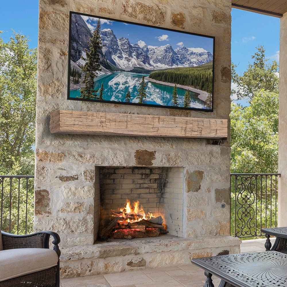 Tavern Timbered Beam Non-Combustible Mantel Shelf WHEAT Finish - ExceptionalFire