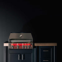 TrueFlame 40 inch built-in stainless steel grill with LED knob lights and halogen interior lighting