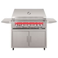 TrueFlame 32 Inch Grill freestanding stainless steel with LED lighting and heat zone separators
