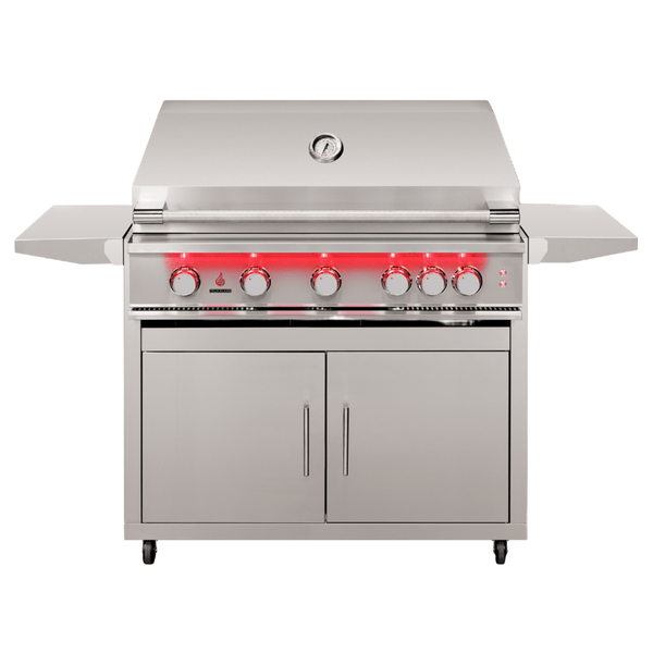 TrueFlame 32 Inch Grill freestanding stainless steel with LED lighting and heat zone separators