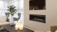 Majestic Jade 42 direct vent gas fireplace product shot with flame