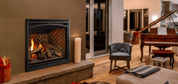 Majestic Meridian Platinum 42 gas fireplace in reading nook lifestyle shot