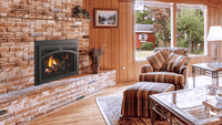 Majestic Trilliant 30 gas insert with Tuscan arch front and black glass interior