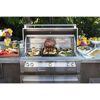 Alfresco ALXE 42-Inch Built-In Natural Gas Grill With Rotisserie in Raspberry Red - ExceptionalFire