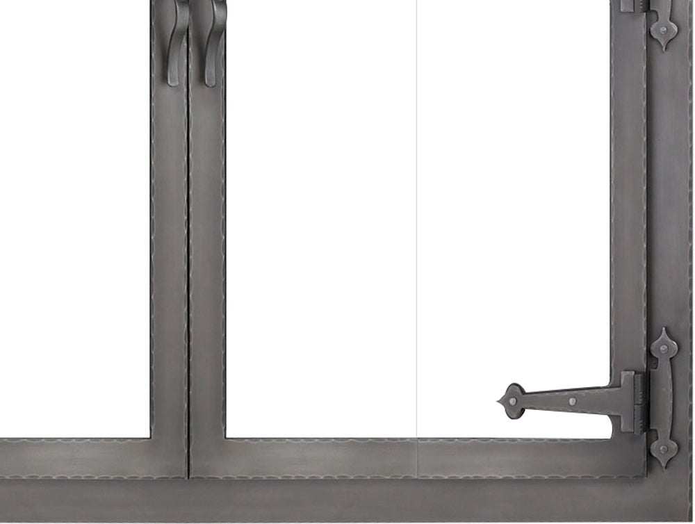 Steel Fireplace Glass Door Masonry & Zero Clearance - Hammered Edge - ExceptionalFire