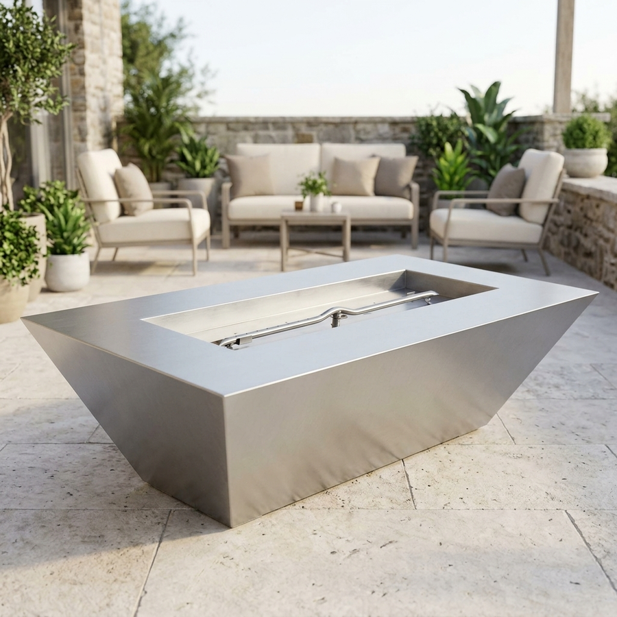 The Outdoor Plus 84" Atlantic Fire Pit — 24" Tall — Stainless Steel
