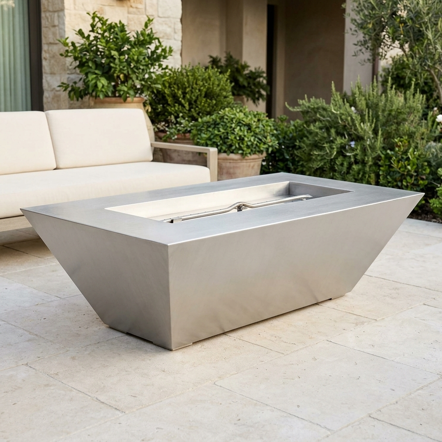 The Outdoor Plus 84" Atlantic Fire Pit — 18" Tall — Stainless Steel