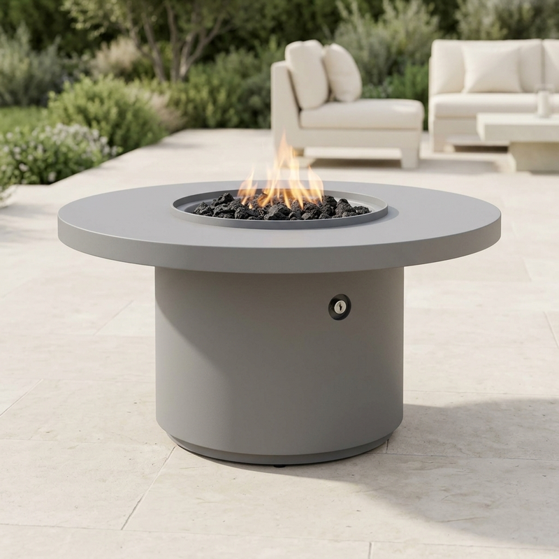 The Outdoor Plus 48" Coastline Fire Pit — 24" Tall — Powder Coat — patio view