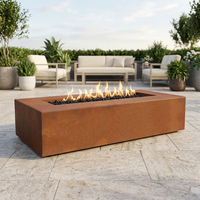 The Outdoor Plus 60" Regal Fire Pit — Corten Steel — patio view