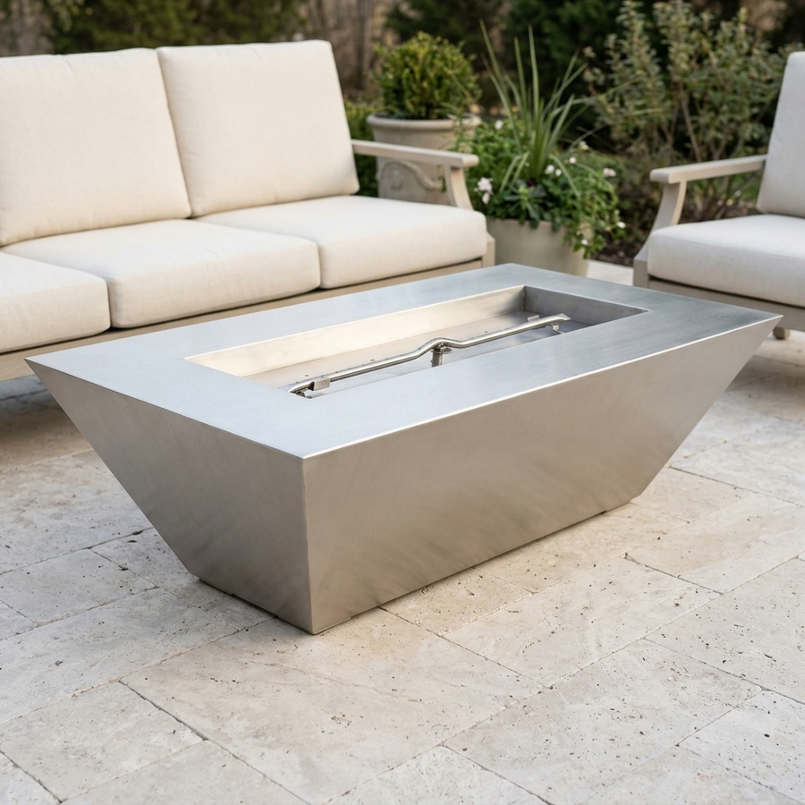 The Outdoor Plus 48" Atlantic Fire Pit — 18" Tall — Stainless Steel