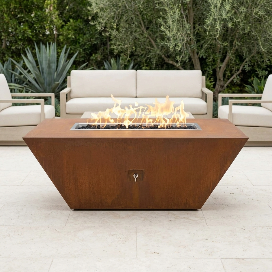 The Outdoor Plus 48" Atlantic Fire Pit — 24" Tall — Corten Steel