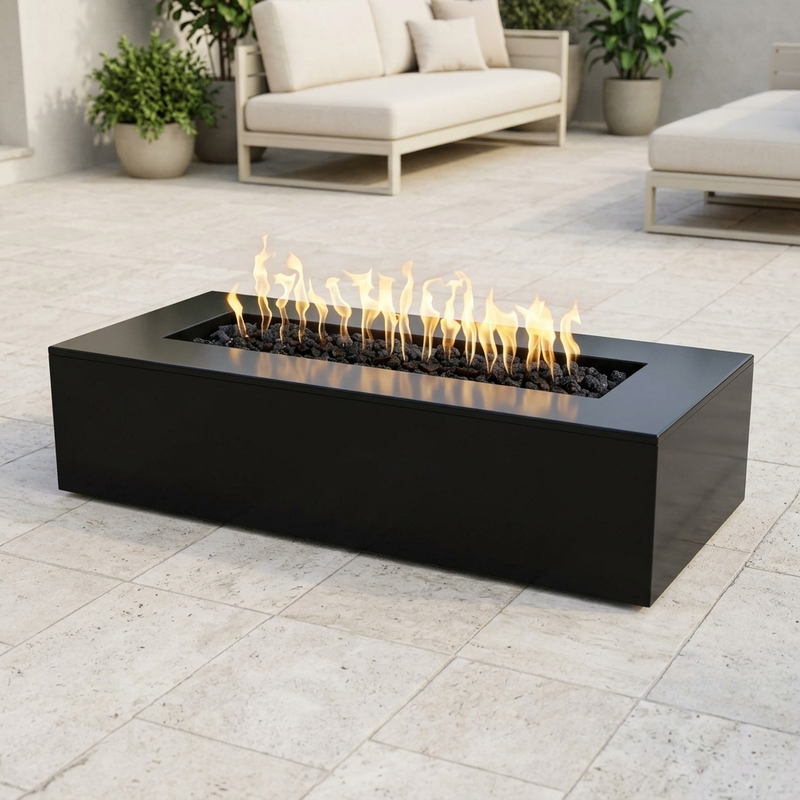 The Outdoor Plus 54" Regal Fire Pit — Powder Coat — Plug & Play — patio view