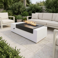 The Outdoor Plus 84-Inch Moonstone Fire Pit — Black & White — patio view