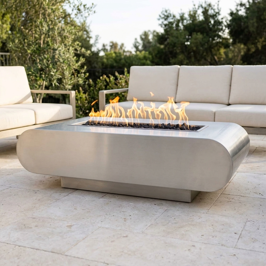 The Outdoor Plus 60" La Jolla Fire Pit — Stainless Steel