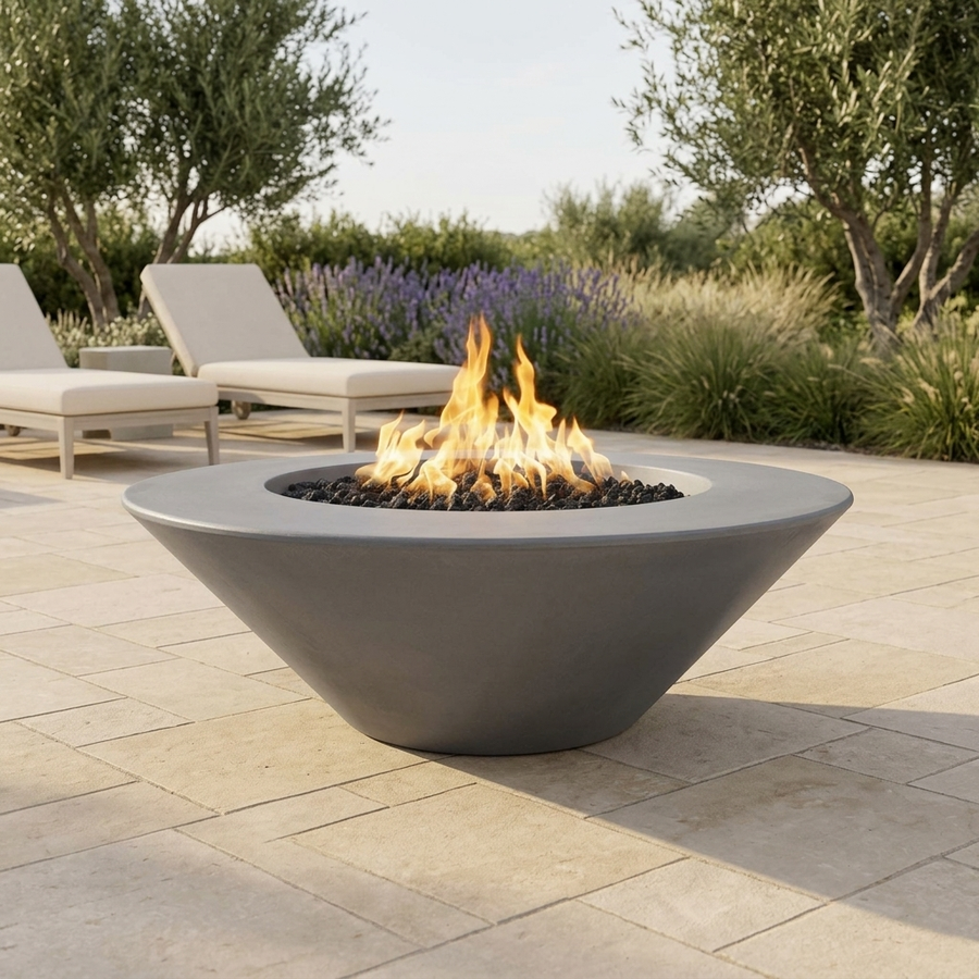 The Outdoor Plus 48" Cazo Fire Pit — Wide Ledge — GFRC — Plug & Play