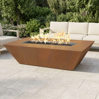 The Outdoor Plus 72" Atlantic Fire Pit — 24" Tall — Corten Steel — patio view