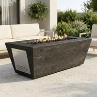 The Outdoor Plus 84" Rectangular Plymouth Fire Pit — 24" Tall — Wood Grain — patio view