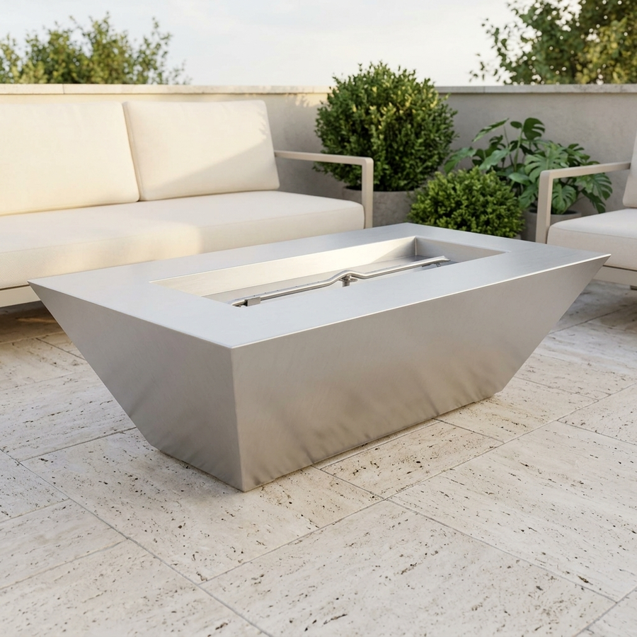 The Outdoor Plus 48" Atlantic Fire Pit — 24" Tall — Stainless Steel
