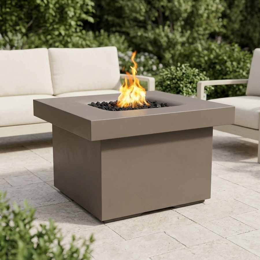 The Outdoor Plus 36" Square Ramona Fire Table — GFRC — Chestnut