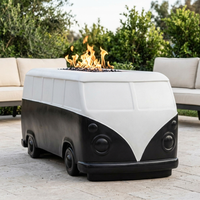 The Outdoor Plus 48" Classic Bus Fire Pit Black & White — B&W GFRC — patio view