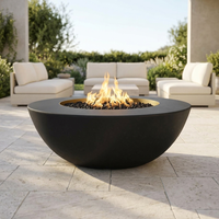 The Outdoor Plus 60" Sedona Fire PIt — Wide Ledge — GFRC — Match Lit w/ Flame Sense — patio view