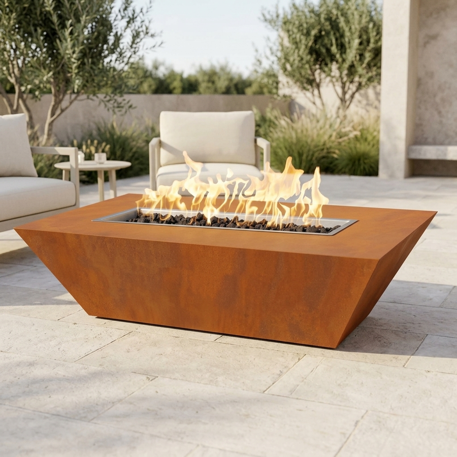 The Outdoor Plus 48" Atlantic Fire Pit — 18" Tall — Corten Steel