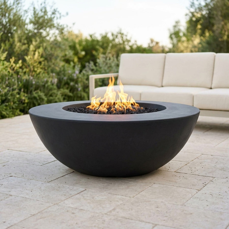 The Outdoor Plus 48" Sedona Fire Pit — Wide Ledge — GFRC — Plug & Play