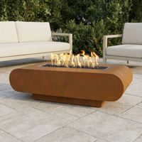 The Outdoor Plus 84" La Jolla Fire Pit — Corten Steel — patio view