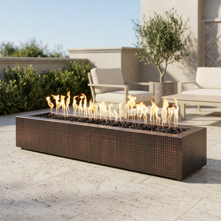The Outdoor Plus 72" Eaves Fire Pit — Hammered Copper