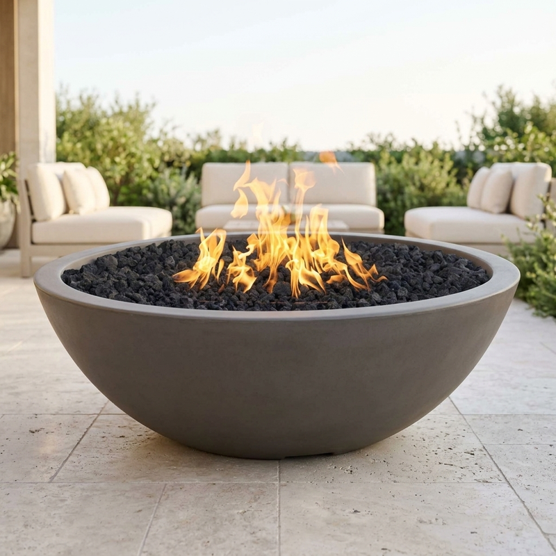 The Outdoor Plus 48" Sedona Fire Pit — Narrow Ledge — GFRC — Match Lit w/ Flame Sense — alternate view