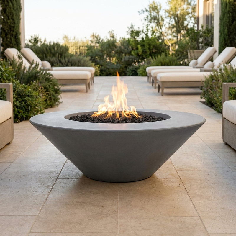 The Outdoor Plus 48" Cazo Fire Pit — Wide Ledge — GFRC — Match Lit — alternate view