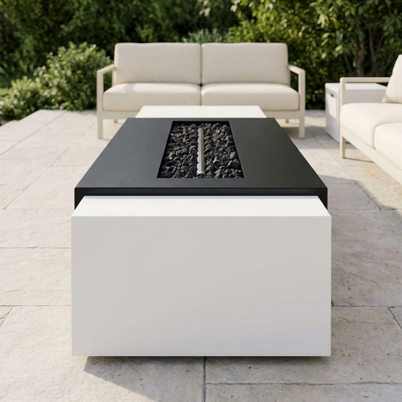 The Outdoor Plus 84-Inch Moonstone Fire Pit — Black & White — alternate view