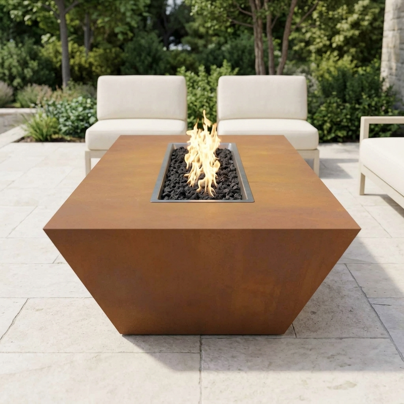 The Outdoor Plus 60" Atlantic Fire Pit — 24" Tall — Corten Steel — alternate view