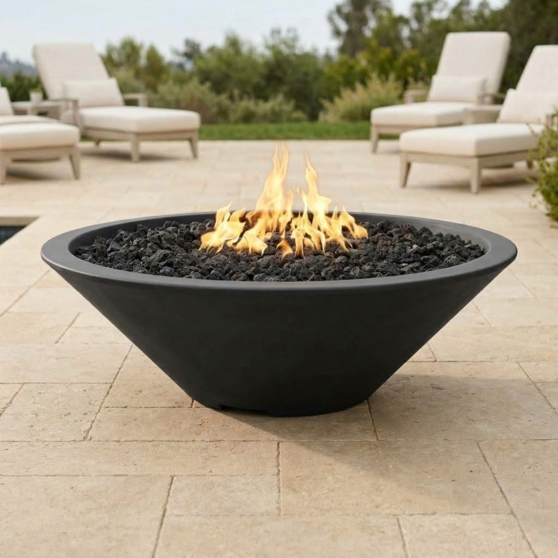 The Outdoor Plus 60" Cazo Fire Pit — Narrow Ledge — GFRC — Low Voltage Electronic Ignition — alternate view