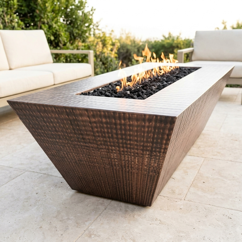 The Outdoor Plus 96" Atlantic Fire Pit — 24" Tall — Hammered Copper — alternate view