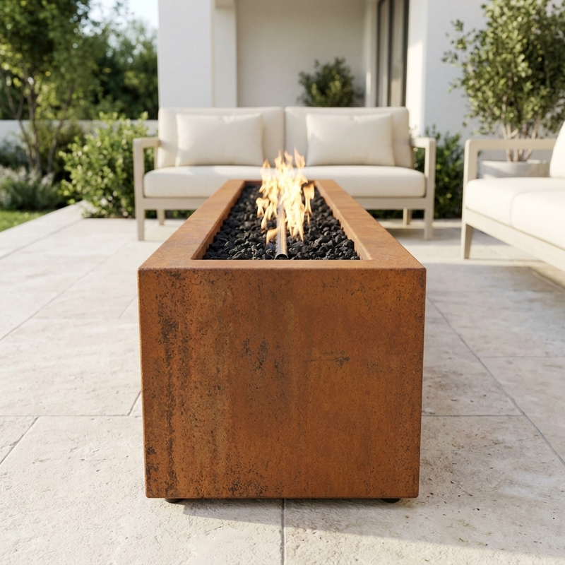 The Outdoor Plus 72" Eaves Fire Pit — Corten Steel — alternate view