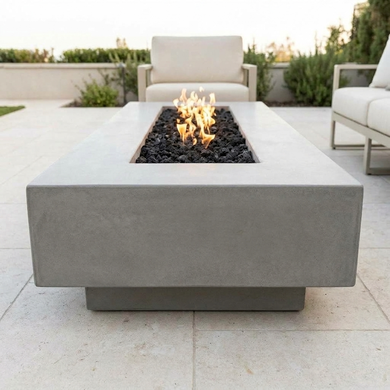 Del Mar 96-Inch GFRC Fire Pit — Match Lit — Natural Gray alternate view
