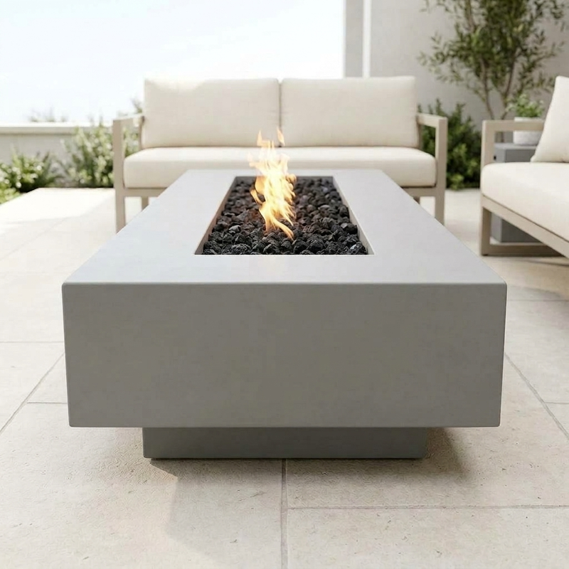 Del Mar 72-Inch GFRC Fire Pit — Low Voltage Electronic — Natural Gray alternate view
