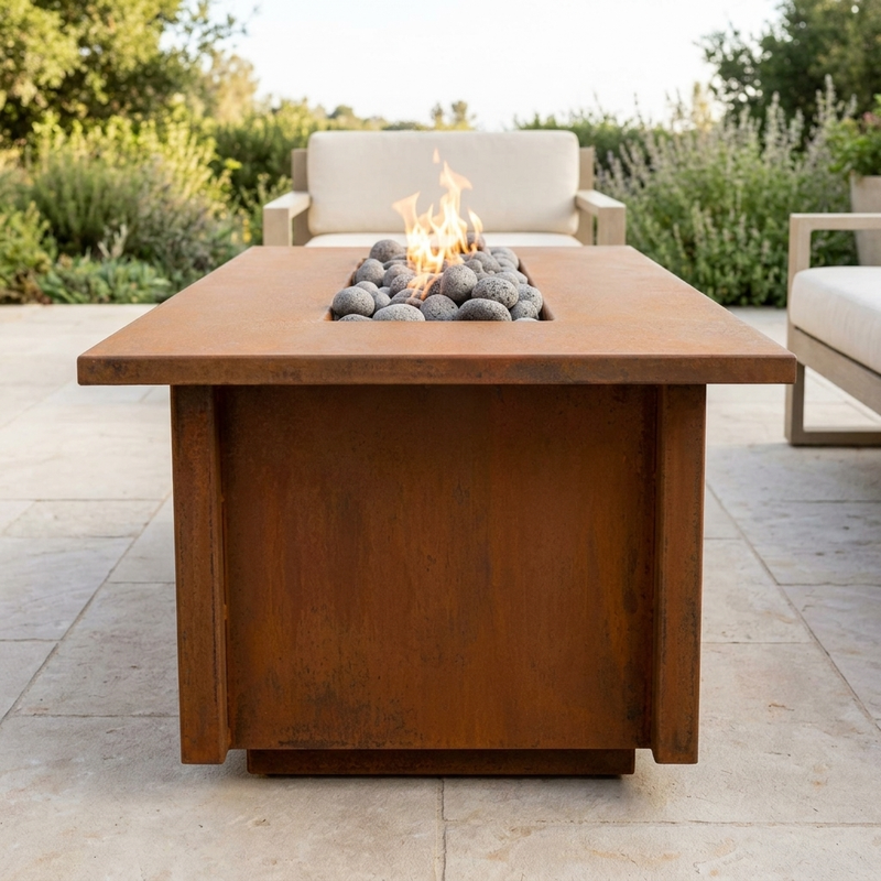 The Outdoor Plus 48" Salinas Fire Table — Corten Steel — alternate view