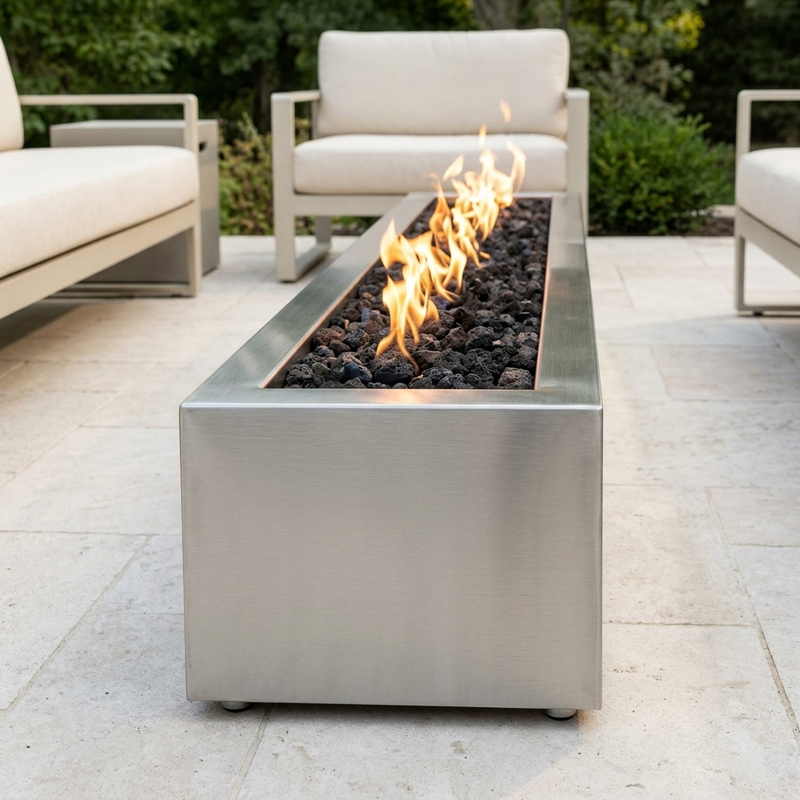 The Outdoor Plus 60" Eaves Fire Pit — Stainless Steel — alternate view