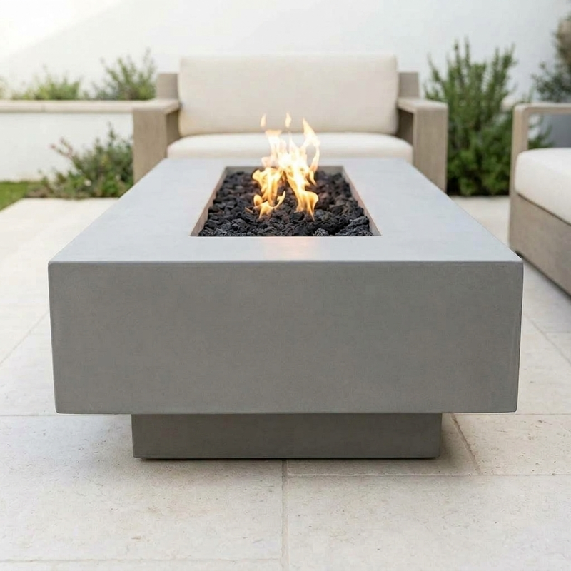 Del Mar 60-Inch GFRC Fire Pit — Match Lit with Flame Sense — Natural Gray alternate view