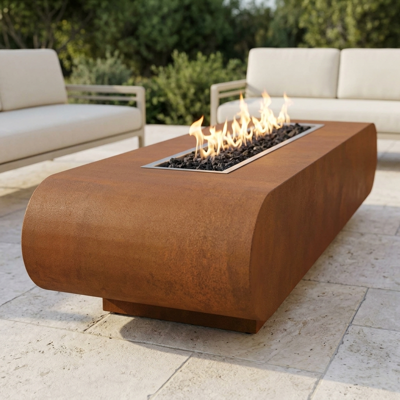 The Outdoor Plus 72" La Jolla Fire Pit — Corten Steel — alternate view
